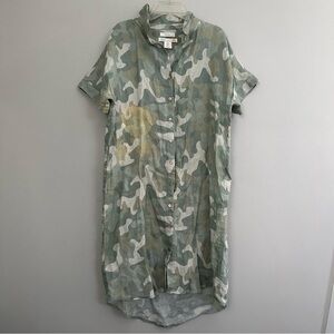 C&C California Camo Kimono Button Down Dress linen